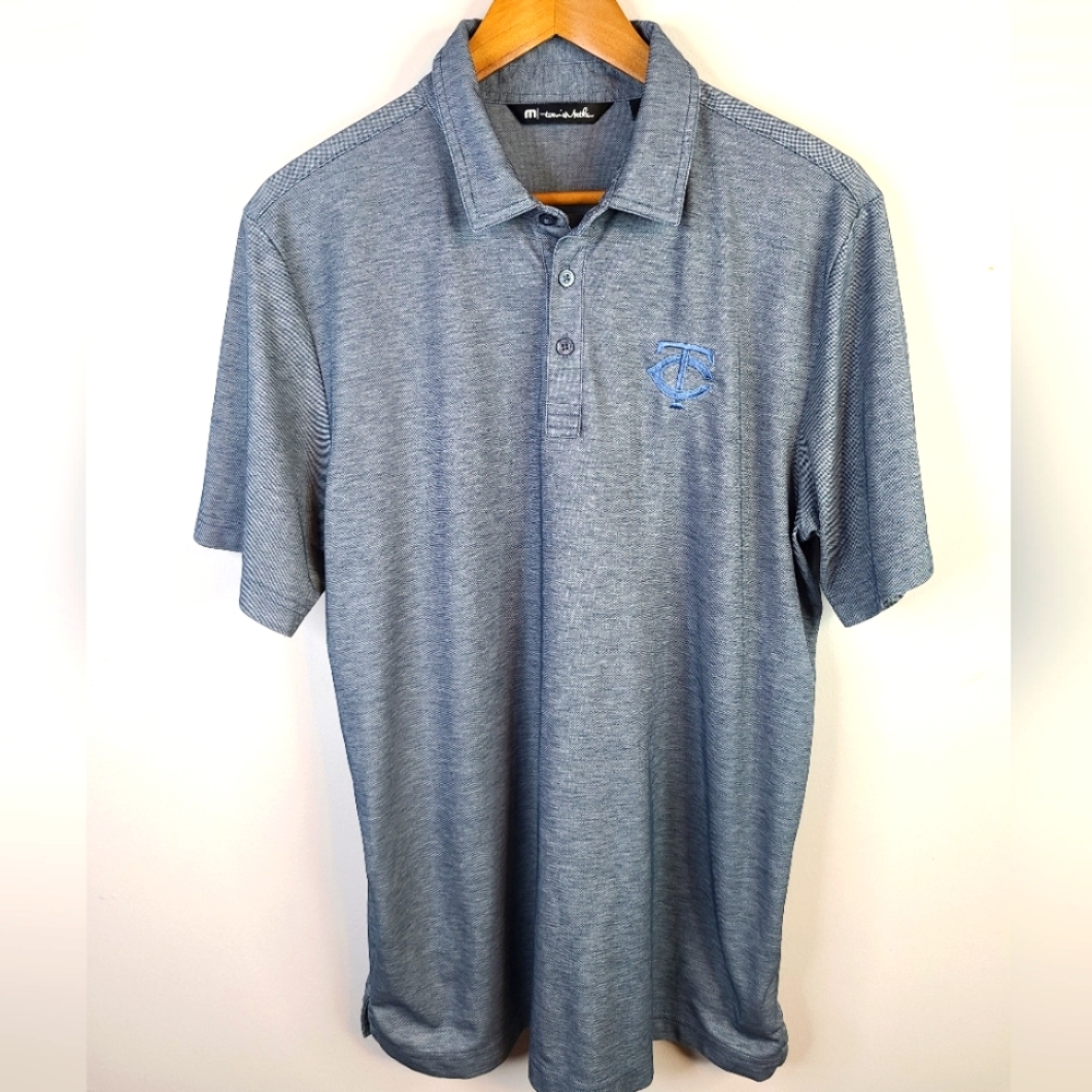 Travis Mathew - Short Sleeve Polo Shirt - SIZE L - Grey Minnesota Twins Baseball